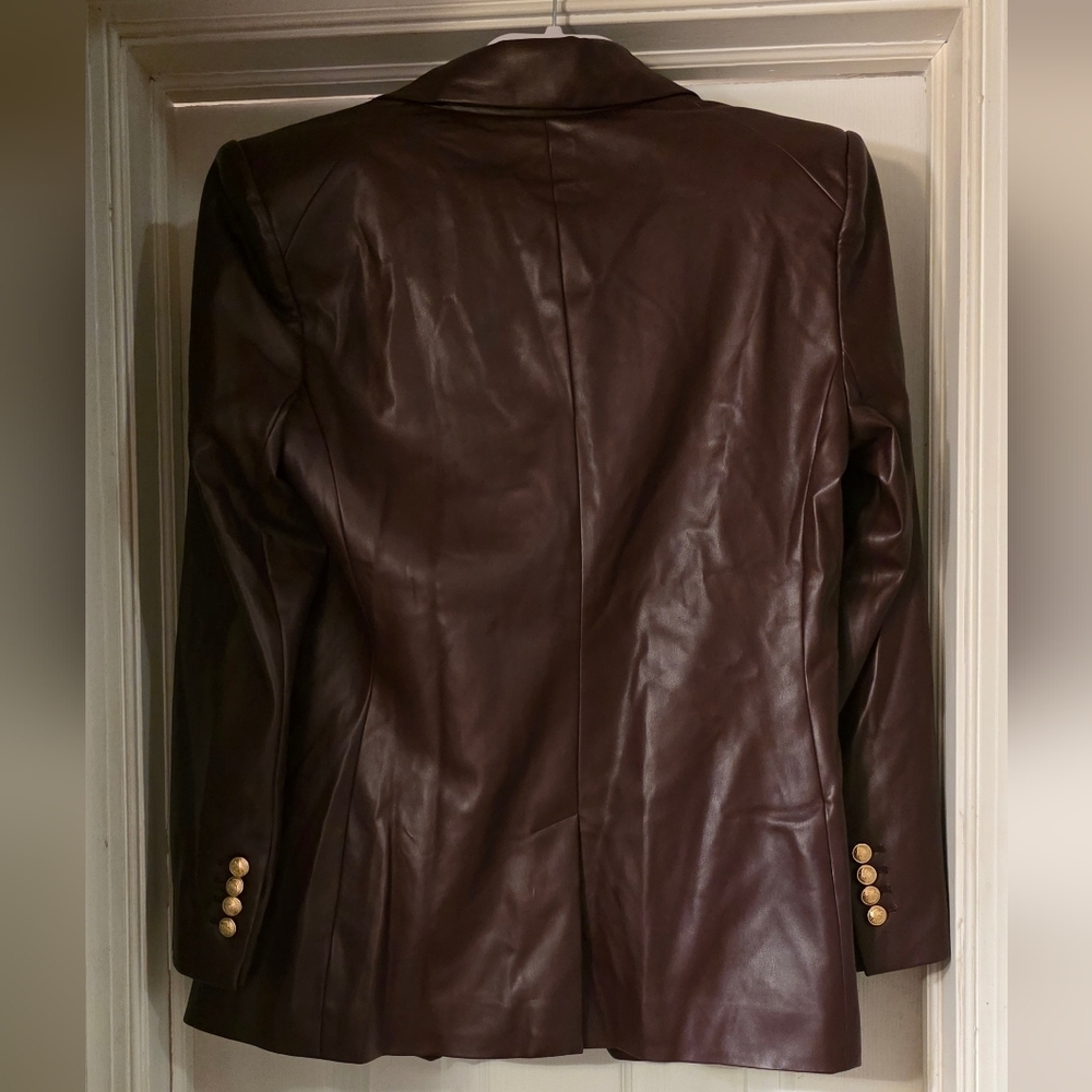 Express Double Breasted Eggplant/Brown Blazer with Gold Buttons - Picture 2 of 6